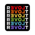 rEVOLt Rainbow Repeated Text 3" Sticker