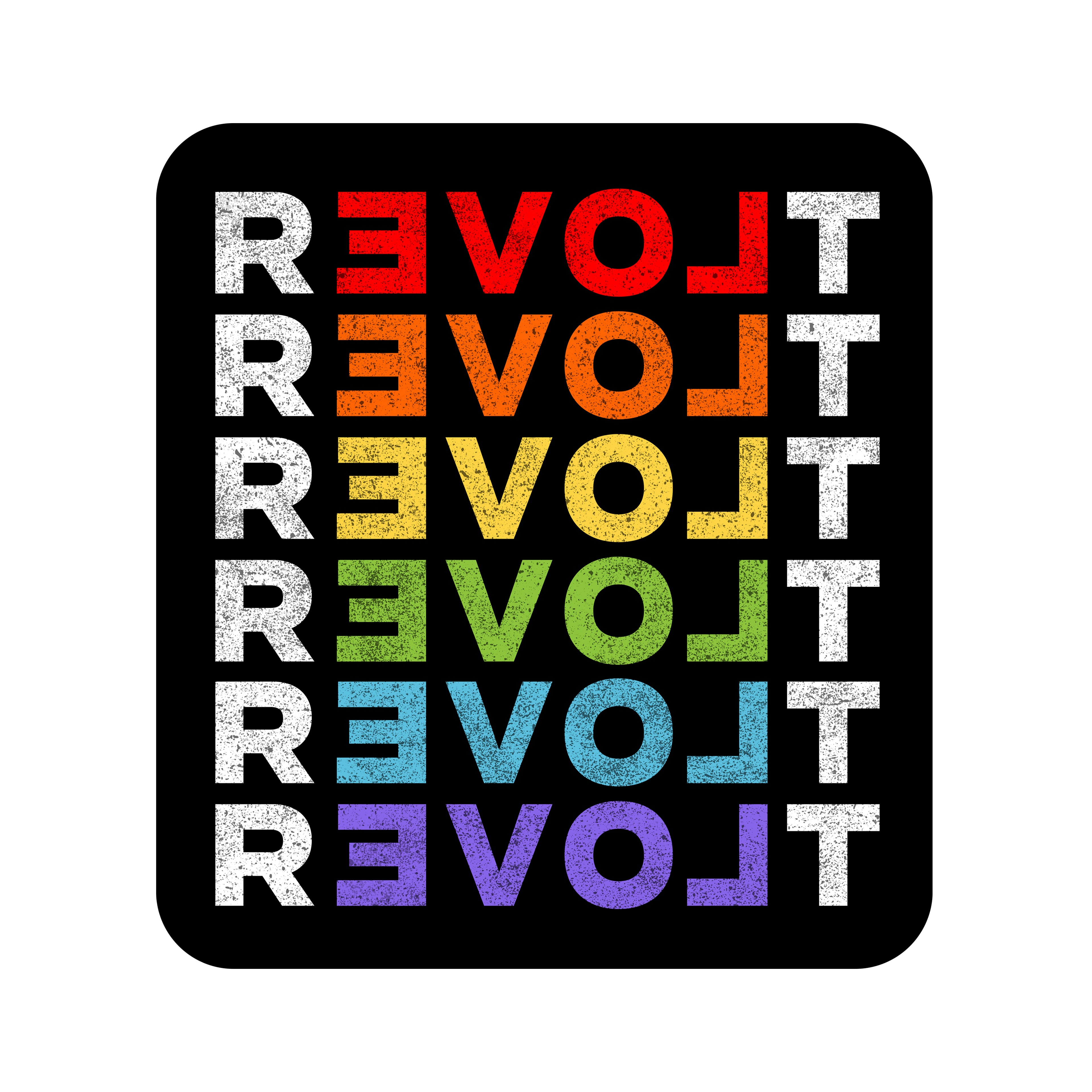 rEVOLt Rainbow Repeated Text 3" Sticker