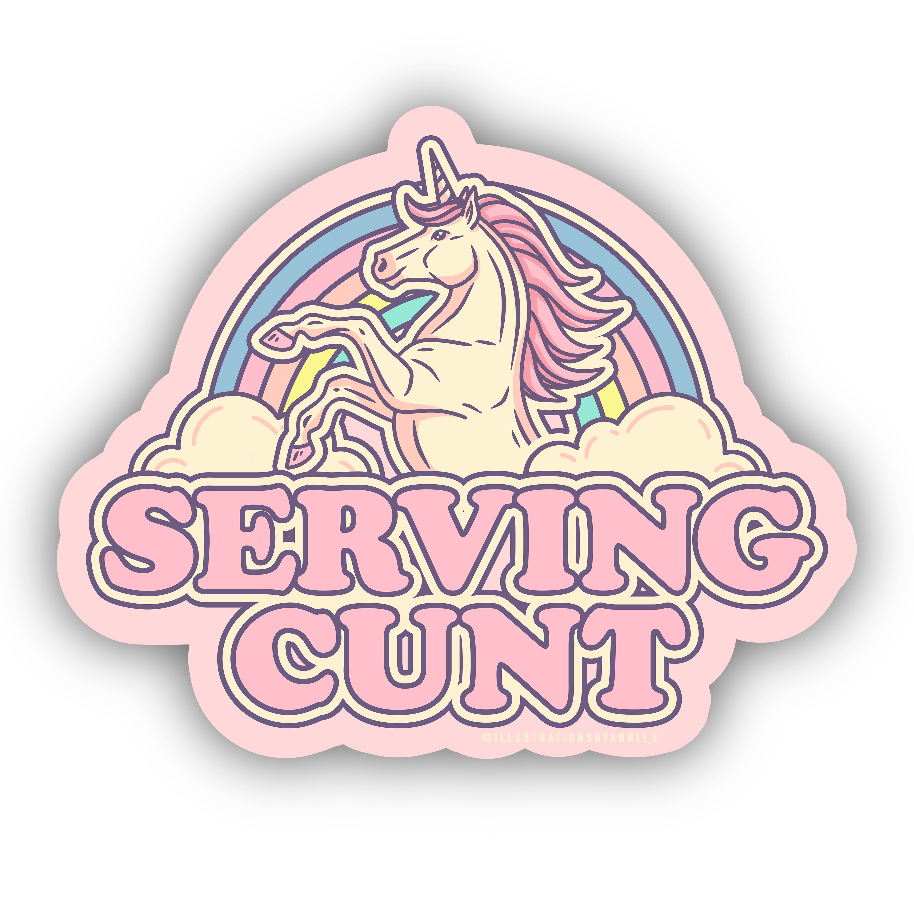 Serving C*nt Rainbow Unicorn 3" Sticker